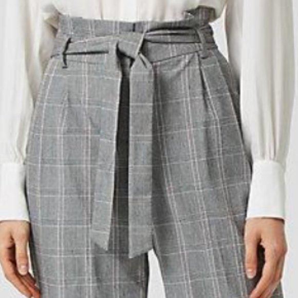 Le Chateau Plaid Check Print Paper Bag Pants - Picture 3 of 3